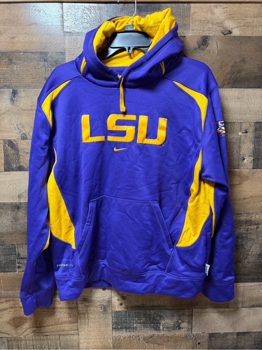 Nike LSU Tigers Therma-FIT Hoodie Men M Purple Gold NCAA Football Pullover